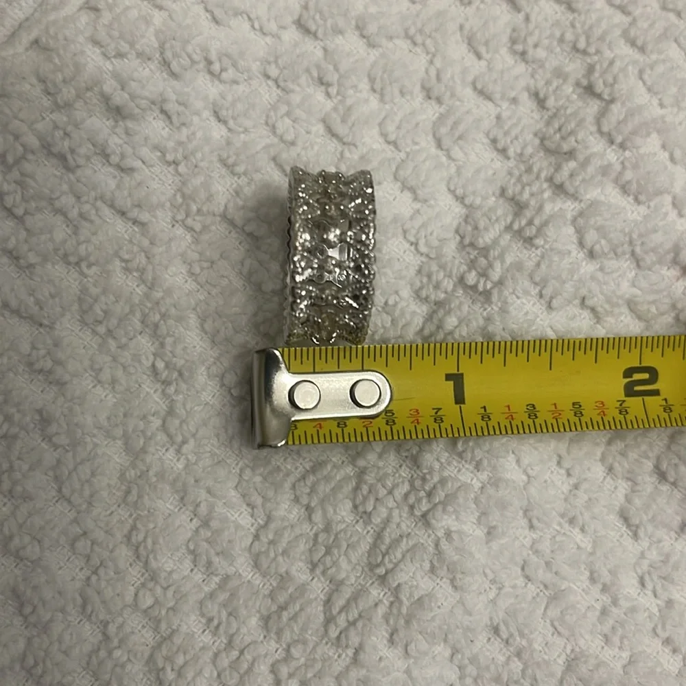 Ring Silver Band with crystals EUC